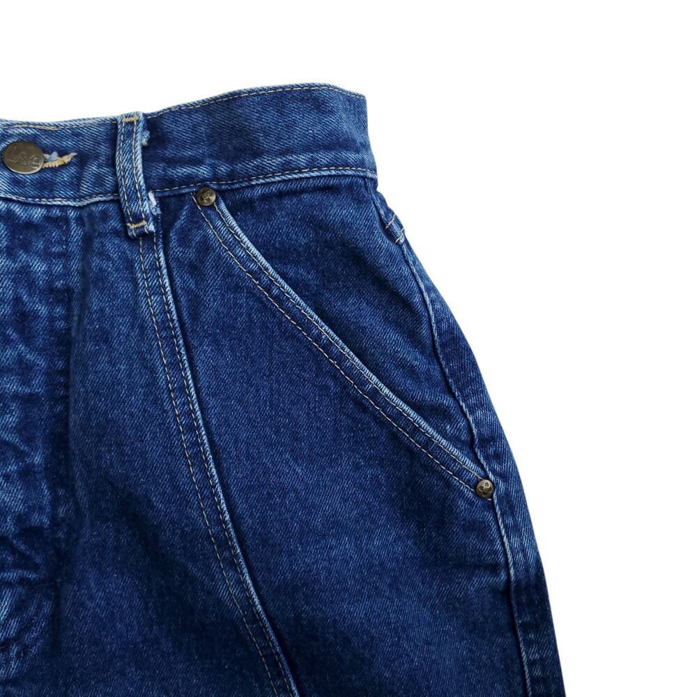 Vintage Lee Blue Jeans Tapered Leg Asymmetric Center Seam 1980s 80s Mom Sz 11 - Picture 4 of 11